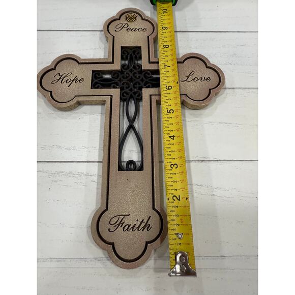 Farmhouse Wall Cross Peace Hope Love Faith Christian Decor Inspirational 10” - Picture 4 of 12